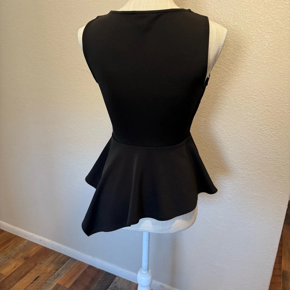 Elegant Black Sleeveless Peplum Top by Worthington Petite - Size PS - Picture 6 of 16